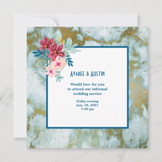 Faire-part de mariage aquarelle fleurs informel (Devant)