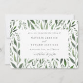 faire-part de mariage aquarelle florale feuillue (Dos)