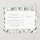 faire-part de mariage aquarelle florale feuillue à (Dos)