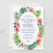 Faire-part de mariage | Aquarelle florale tropical (Devant)