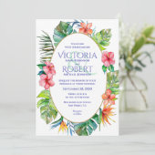 Faire-part de mariage | Aquarelle florale tropical (Debout devant)