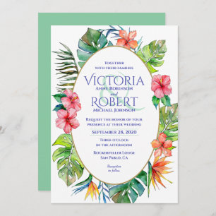 Faire-part de mariage   Aquarelle florale tropical