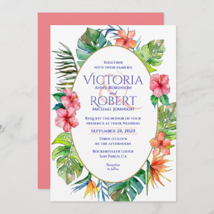 Faire-part de mariage   Aquarelle florale tropical