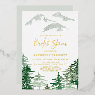 Faire-part de Mariage aquarelle forêt verte pour E