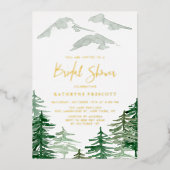 Faire-part de Mariage aquarelle forêt verte pour E (Recto)