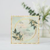 Faire-part de mariage aquarelle lesbienne verdure (Debout devant)