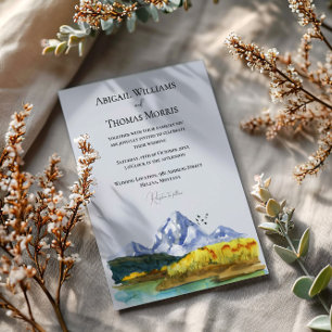 Faire-Part de Mariage Aquarelle Montagne Bleu Rust