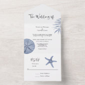 Faire-part de mariage aquarelle nautique bleu tout (À l'intérieur)