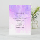 Faire-part de mariage aquarelle. Rose et violet (Debout devant)