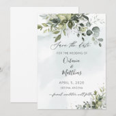 Faire-part de mariage aquarelle rustique Eucalptus (Devant / Derrière)