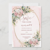 Faire-part de mariage aquarelle rustique rose poud (Devant)