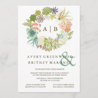 Faire-part de mariage Aquarelle Succulente