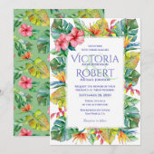 Faire-part de mariage | Aquarelle tropicale floral (Devant / Derrière)