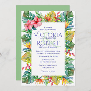 Faire-part de mariage   Aquarelle tropicale floral
