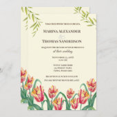 Faire-part de mariage Aquarelle Tulipe de perroque (Devant / Derrière)