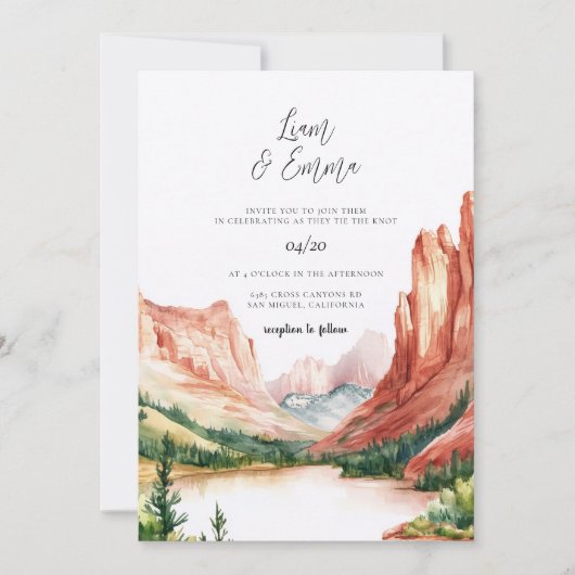 Faire-part de mariage aquarelle Utah (Devant)