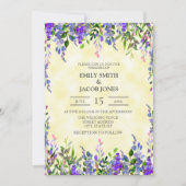 Faire-part de mariage aquarelle violet sur fond ja (Devant)