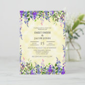 Faire-part de mariage aquarelle violet sur fond ja (Debout devant)