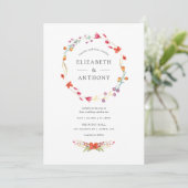 Faire-part de mariage Aquarelle Wildflower (Debout devant)