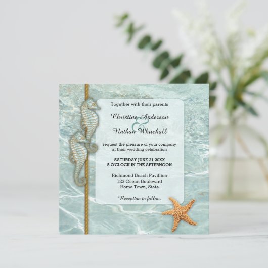 Faire-part de mariage aquatique marin (Debout devant)