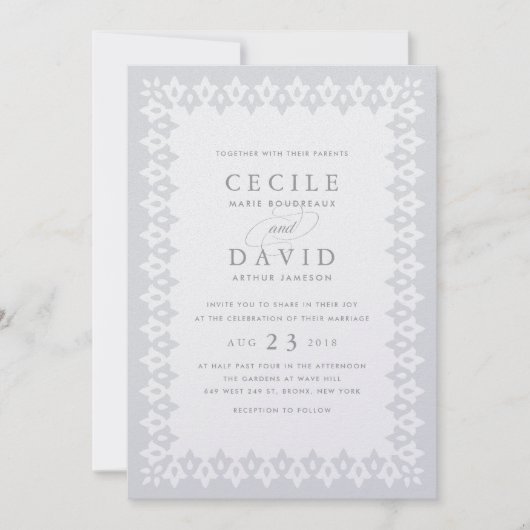 Faire-part de mariage arabe | Perle d'argent (Devant)