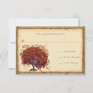 Faire-part de mariage Arbre à coeur en prune corai