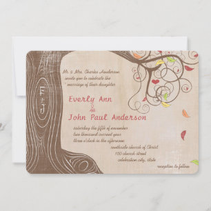 Faire-part de mariage arbre aux couleurs d'automne