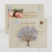 Faire-part de mariage Arbre Bleu et Marron #2 (Devant / Derrière)