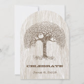 Faire-Part de Mariage Arbre Brun Amour Oiseau Bois (Dos)