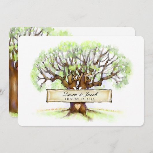 Faire-part de mariage - Arbre d'amour (Devant / Derrière)