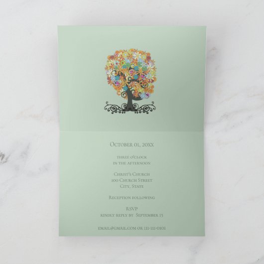 Faire-part de mariage - Arbre d'amour à fleurs mul (Intérieur)