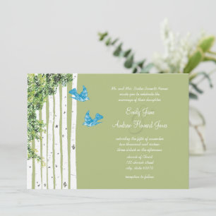 Faire-part de mariage arbre de bouleau oiseaux d'a