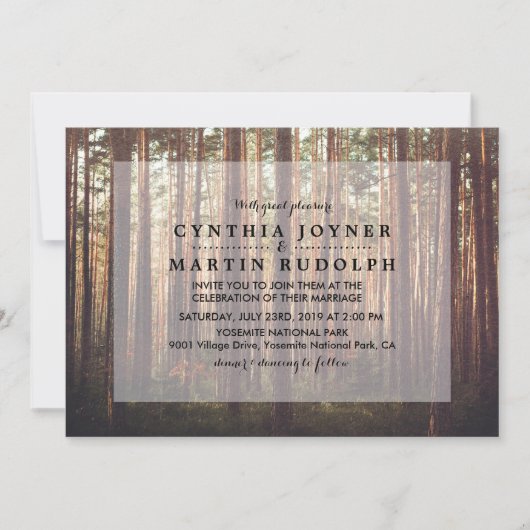 Faire-part de mariage arbre de la forêt rustique (Devant)