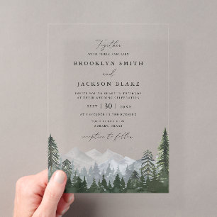 Faire-part de mariage Arbre de pin de montagne rus