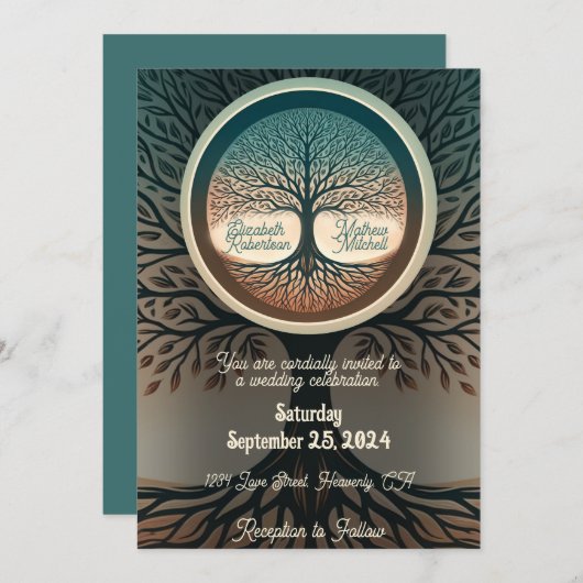 Faire-part de mariage | Arbre de vie (Devant / Derrière)