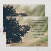 Faire-part de mariage arbre et route de campagne r