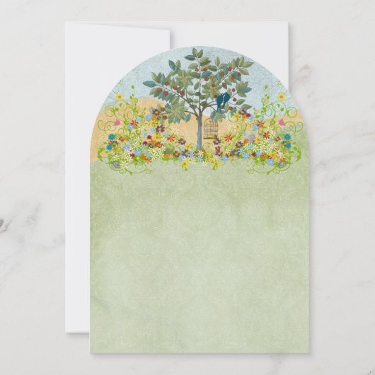 Faire-part de mariage Arbre Inséparables de fleurs (Dos)