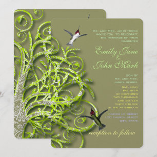 Faire-part de mariage Arbre Lime Doré Colibris