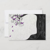 Faire-part de mariage Arbre noir Oiseaux violets (Dos)