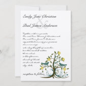 Faire-part de mariage arbre oiseau sarcelle & jaun (Devant)