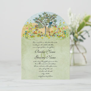 Faire-part de mariage Arbre Oiseaux d'amour Fleur