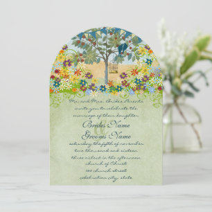 Faire-part de mariage arbre oiseaux d'amour rustiq