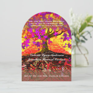 Faire-part de mariage Arbre romantique chêne racin