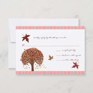 Faire-part de mariage Arbre Rouge Bourgogne Corail