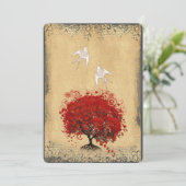 Faire-part de mariage Arbre Rouge Feuille de Colom (Debout devant)