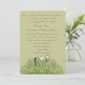 Faire-part de mariage Arbre Tourbillon Vert Oiseau (Debout devant)