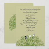 Faire-part de mariage Arbre Tourbillon Vert Oiseau (Devant / Derrière)