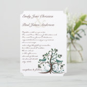 Faire-part de mariage Arbre Turquoise et Marron Oi (Debout devant)
