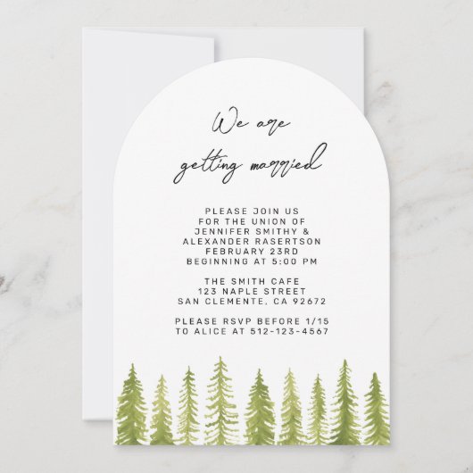 Faire-part de mariage Arbres à l'aquarelle (Devant)