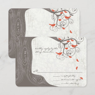 Faire-part de mariage Arbres Bois Flotté Corail Oi